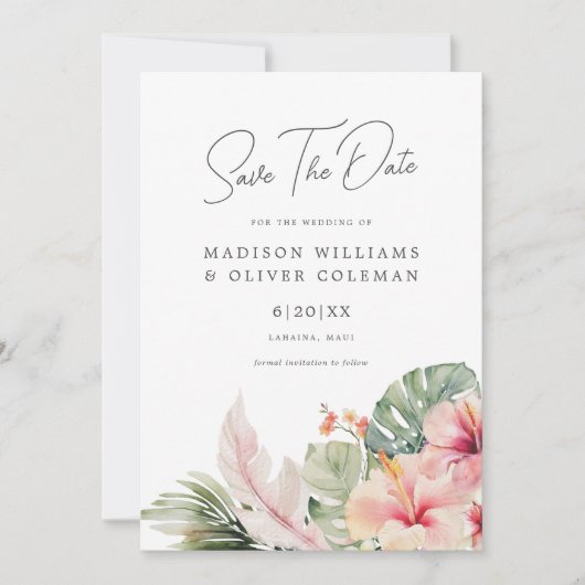 Invitation Mariage des plantes tropicales Enregistrer la date (Devant)