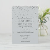 Invitation Mariage des points Confetti Argent et Gris (Debout devant)
