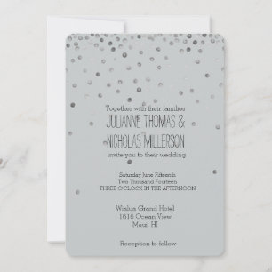 Invitation Mariage des points Confetti Argent et Gris