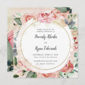 Invitation Mariage des Roses de couleur rouge (Devant / Derrière)