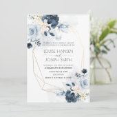 Invitation Mariage des Roses du jardin bleu Dusty (Debout devant)