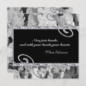 Invitation Mariage des Roses et des perles de diamants en noi (Devant / Derrière)