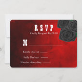 Invitation Mariage des Roses rouges et noirs RSVP (Devant)