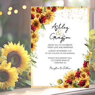 Invitation Mariage des Roses rouges tournesol
