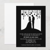 Invitation mariage des silhouettes de mariée et de mariée noi (Devant / Derrière)