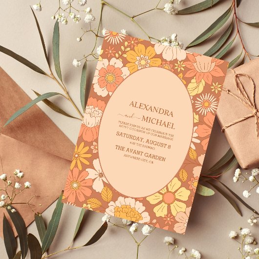 Invitation Mariage des tonalités à thème des années 70 Super 