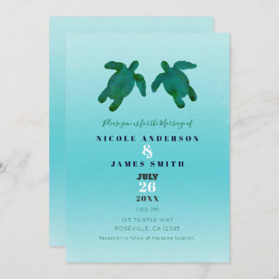 Invitation Mariage des tortues de mer bleu vert