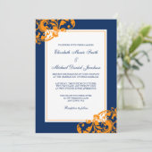 Invitation Mariage des tourbillons de la marine bleu et orang (Debout devant)
