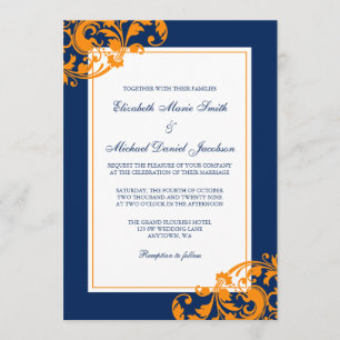 Invitation Mariage des tourbillons de la marine bleu et orang