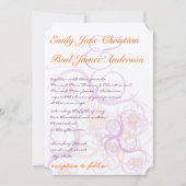 Invitation Mariage des tourbillons et des coeurs orange et vi (Devant)