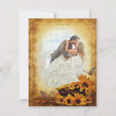 Invitation Mariage des Tournesols d'or et des papillons (Devant)