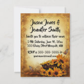 Invitation Mariage des Tournesols d'or et des papillons (Dos)