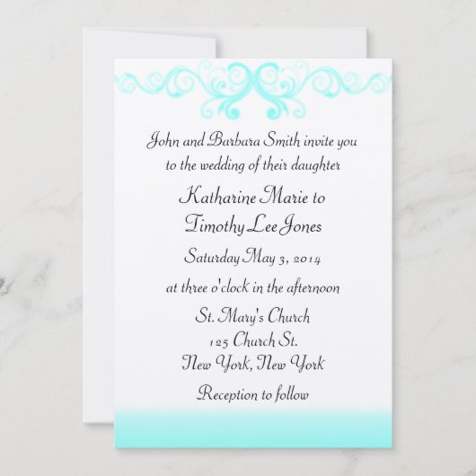 Invitation Mariage des vagues élégantes (Devant)