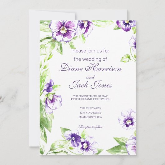 Invitation Mariage des volets aquarelle (Devant)