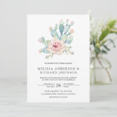 Invitation Mariage Désert Floral Terreux Cactus Doux (Debout devant)