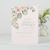 Invitation Mariage Désert Rose et Cactus (Debout devant)