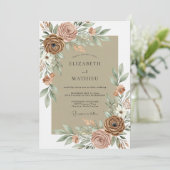 Invitation Mariage Désertique Organique Sable (Debout devant)