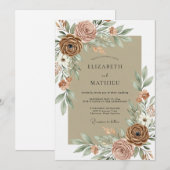 Invitation Mariage Désertique Organique Sable (Devant / Derrière)