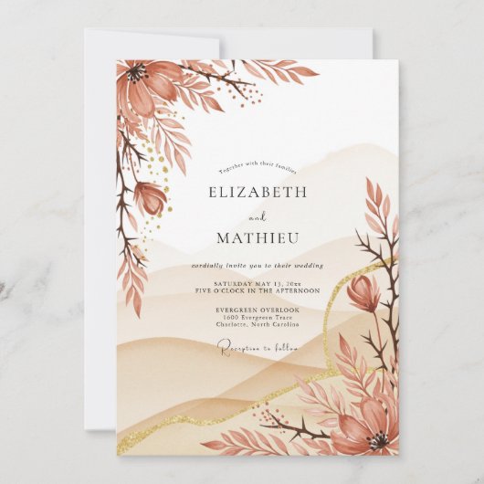 Invitation Mariage Désertique Terracotta Élégant (Devant)
