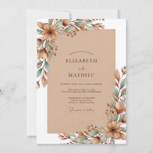 Invitation Mariage Désertique Terre Cuite (Devant)