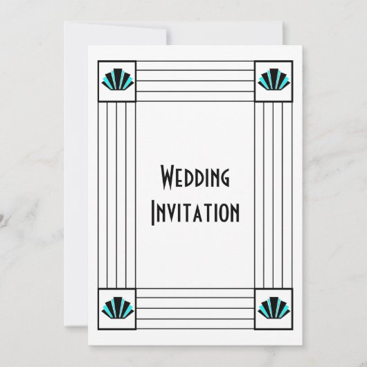 Invitation Mariage design Art déco bleu (Devant)
