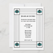 Invitation Mariage design Art déco bleu (Dos)