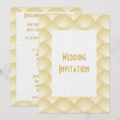 Invitation Mariage design Art déco couleur or (Devant / Derrière)