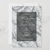 Invitation Mariage design en marbre gris et blanc (Devant)
