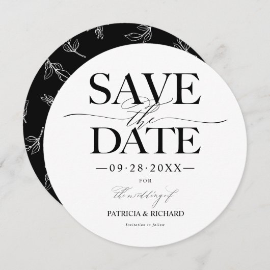 Invitation Mariage Design Moderne Enregistrer La Date Non Pho (Devant / Derrière)