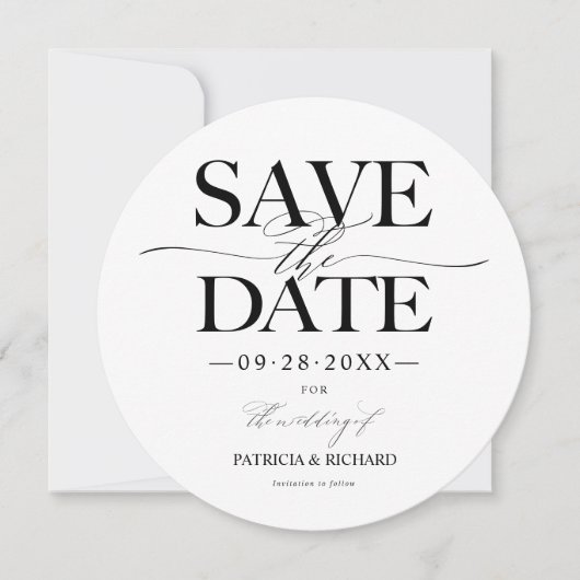 Invitation Mariage Design Moderne Enregistrer La Date Non Pho (Devant)