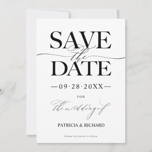 Invitation Mariage Design Moderne Enregistrer La Date Non Pho (Devant)