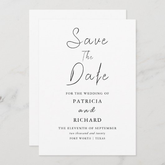 Invitation Mariage Design Moderne Enregistrer La Date Non Pho (Devant / Derrière)
