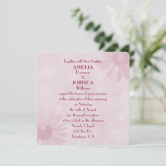Invitation mariage design rose pâle (Debout devant)