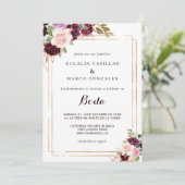 Invitation Mariage d'Espagne d'or géométrique Bourgogne (Debout devant)