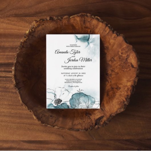 Invitation Mariage d'esquisse d'aquarelle turquoise