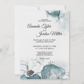 Invitation Mariage d'esquisse d'aquarelle turquoise (Devant)