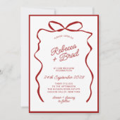Invitation Mariage d'esquisse de ruban à ruban à main rouge (Devant)