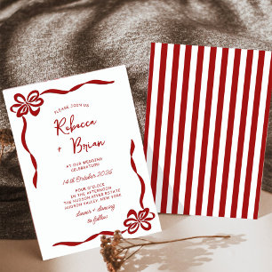 Invitation Mariage d'esquisse de ruban à ruban à main rouge