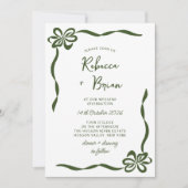 Invitation Mariage d'esquisse de ruban à ruban à main verte (Devant)