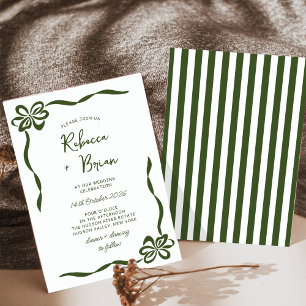 Invitation Mariage d'esquisse de ruban à ruban à main verte