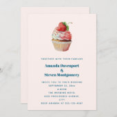 Invitation Mariage dessert sucré fraise Cupcake (Devant / Derrière)