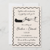 Invitation Mariage Dessin à la Main Funky Écriture (Devant)