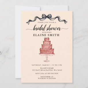 Invitation Mariage Dessiné à la Main avec Nœud Coquette