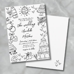 Invitation Mariage Dessiné à la Main Excentrique et Fantaisis