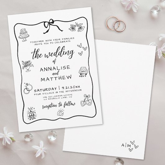 Invitation Mariage Dessiné avec Fantaisie