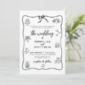 Invitation Mariage Dessiné avec Fantaisie (Debout devant)