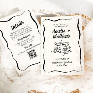 Invitation Mariage Dessiné Moderne et Fantaisiste + Détails