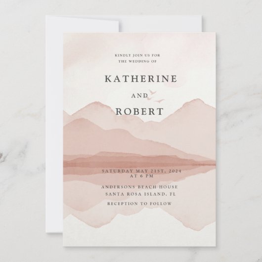 Invitation Mariage Destination Blush Mountain Range (Devant)