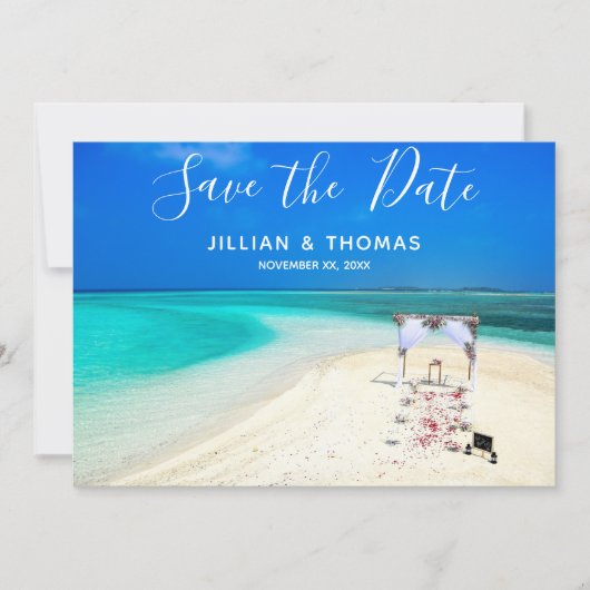 Invitation Mariage Destination Enregistrer La Plage Date (Devant)