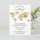 Invitation Mariage Destination Gold World Map Heart Invitatia (Debout devant)